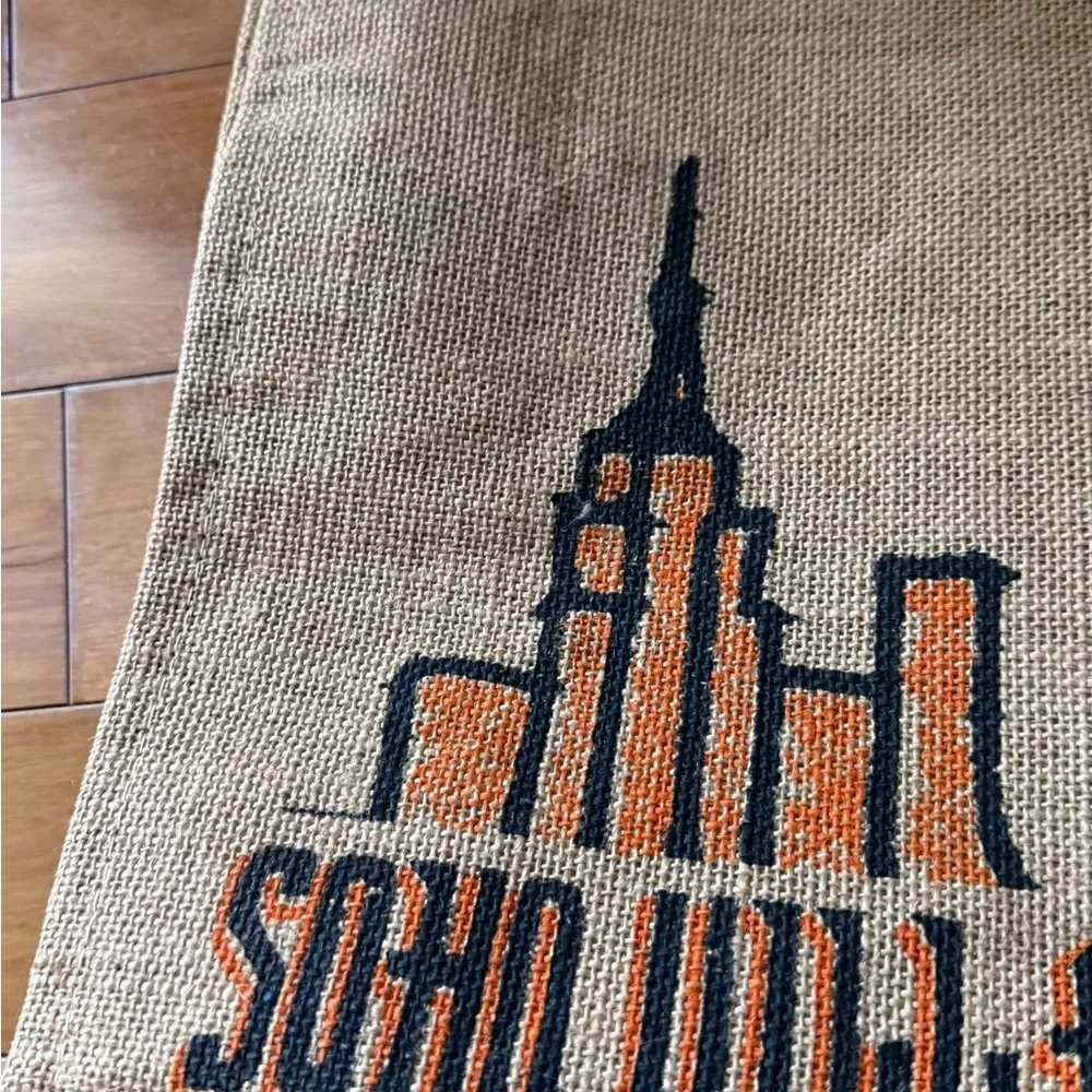 NYC SOHO VILLAGE wear skyline graphic burlap tote